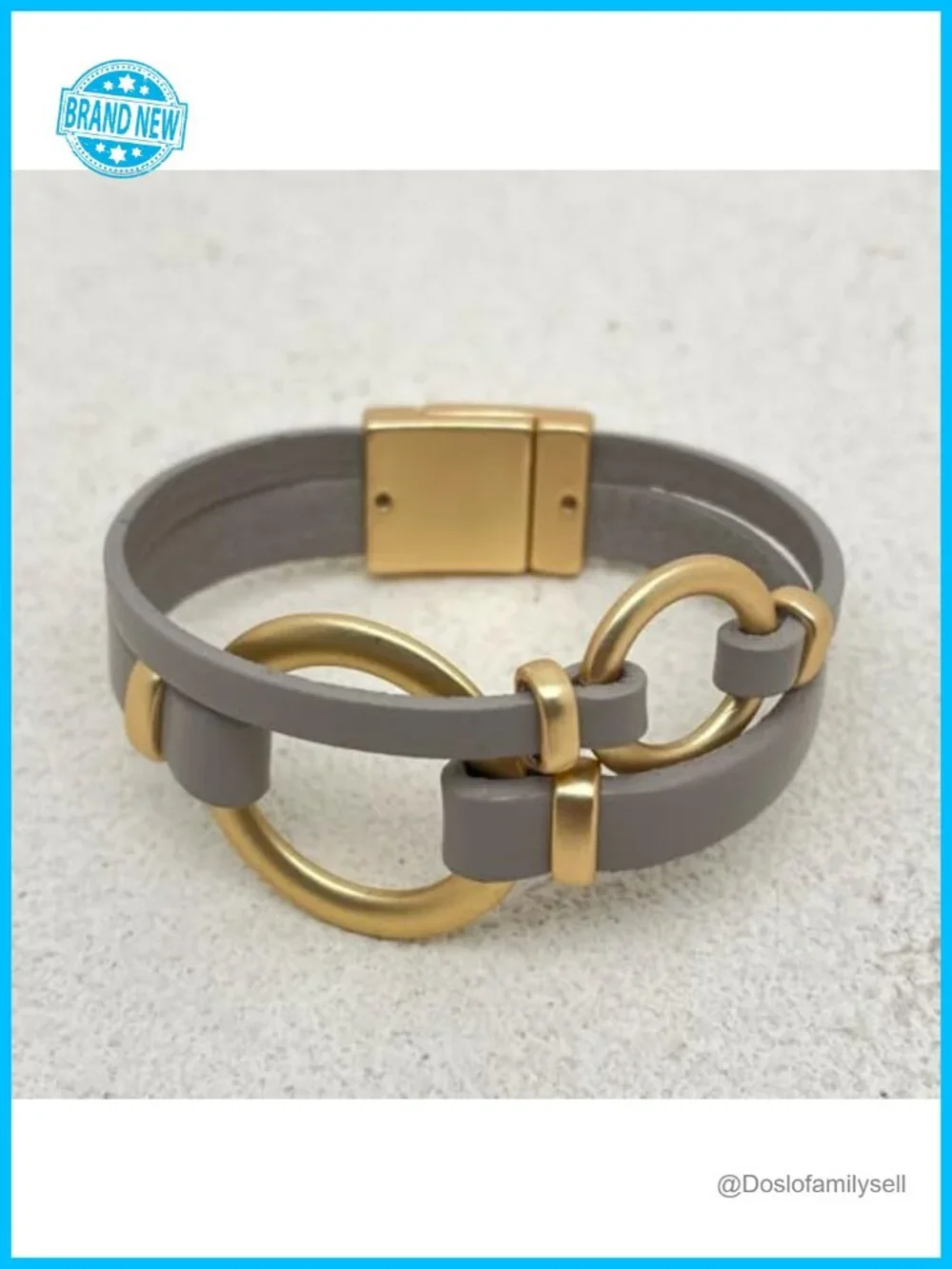 Leather Wrap Bracelet with Circle Charms Handmade Layered Cuff